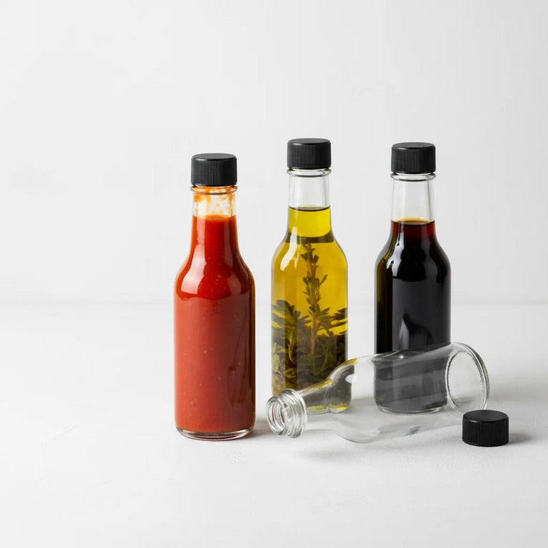 Pack 4 Botellas De Vidrio 150ml Para Salsa, Esencias Vidrio