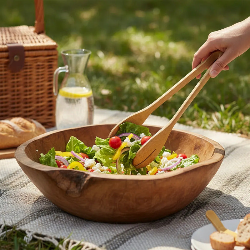 Pinza Para Alimento O Ensalada Cocina Bambú 30 Cm Madera