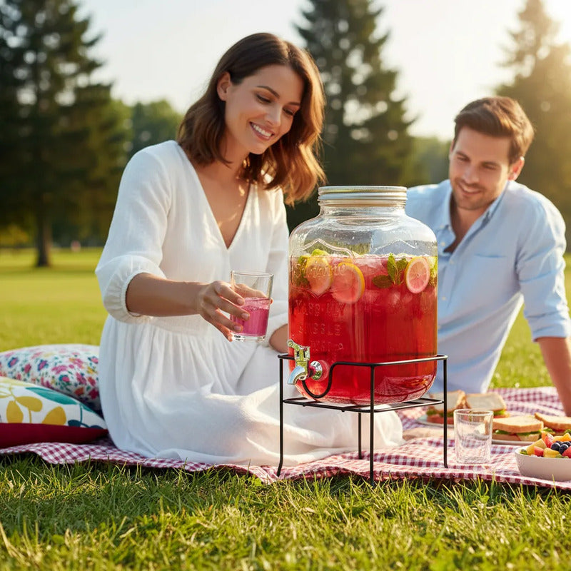 Dispensadores De Vidrio Para Bebidas Y Jugos Con Atril 5lts Vidrio
