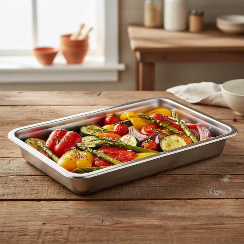 Bandeja De Acero Inoxidable 40 X 30 2cm Plateado