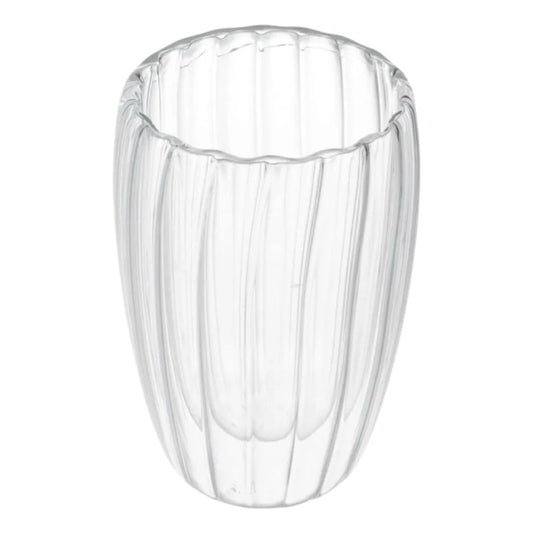 Pack 4 Vasos de Vidrio Doble Pared 450 Ml - Diseño Rayado Vidrio