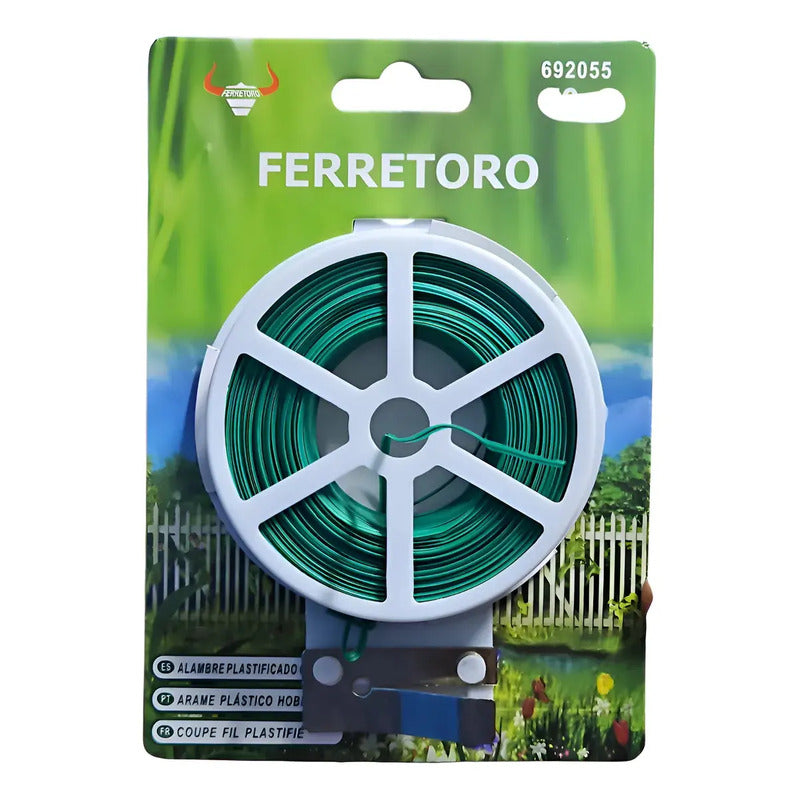 Rollo Alambre De Metal Plastificado 1.2x30mts Verde Claro