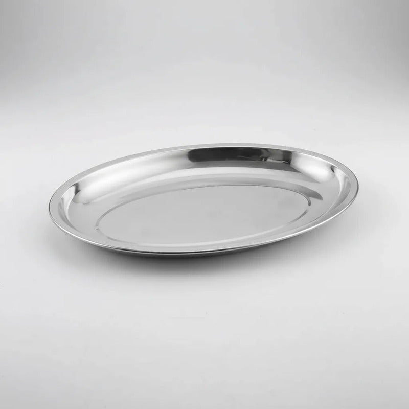 Pack 3 Bandejas Ovalada De Acero Plato Ensaladas Comida 40cm Acero Inoxidable