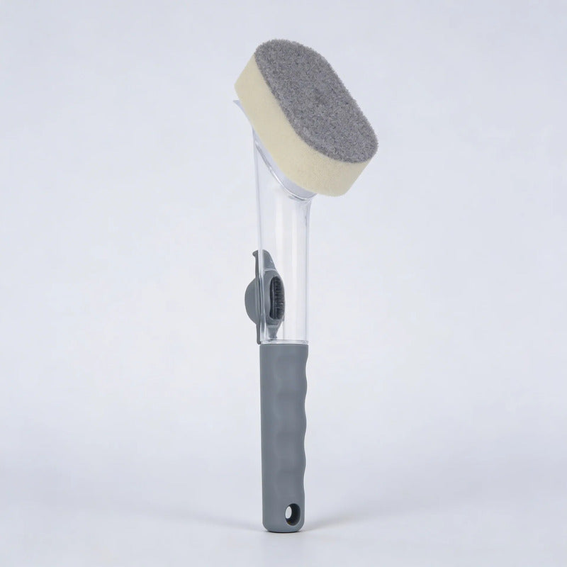 Esponja Limpiador De Loza Con Dispensador De Jabon 23.5cm Gris Oscuro