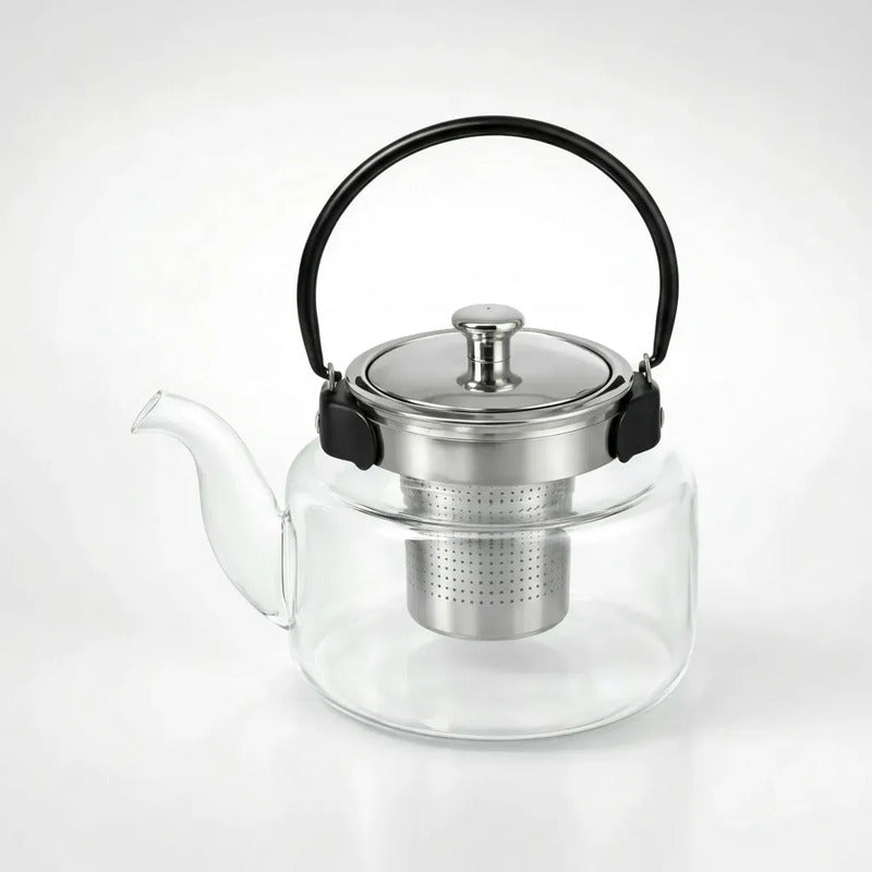 Tetera Infusor De Vidrio Té Infusor Acero Inoxidable 800 Ml Transparente