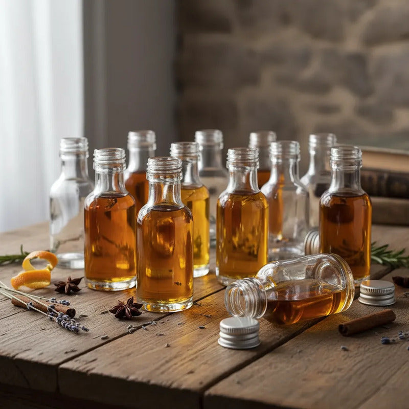 Pack 12 Frascos De Vidrio Ideal Para Aceite O Esencias Vidrio