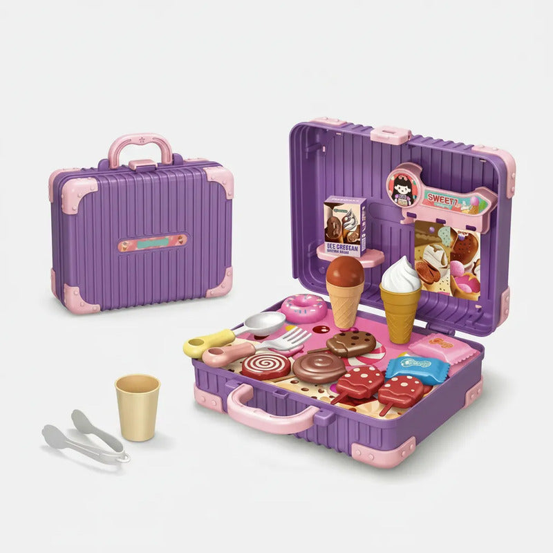Maletín Heladería Infantil 2 En 1 | Set De Helados Y Dulces Violeta