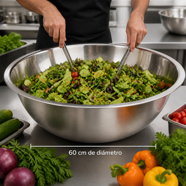 Bowl Acero Inoxidable Ensaladas Cocina Reposteria 60cm Plateado