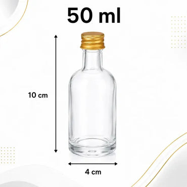 Pack 12 Mini Botellas De Vidrio 50ml Con Tapa Metálica