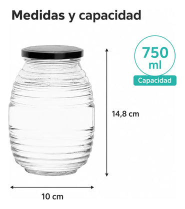 Pack 12 Frasco Conservero De Vidrio Panal 750ml