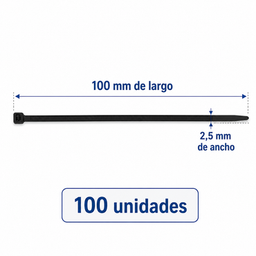 Precintos Plasticos Nylon 2.5mm X 100mm 100 Unidades Negro