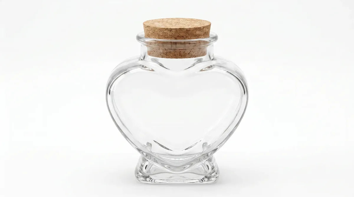Pack 12frasco De Vidrio En Forma De Corazón Con Corcho 150ml