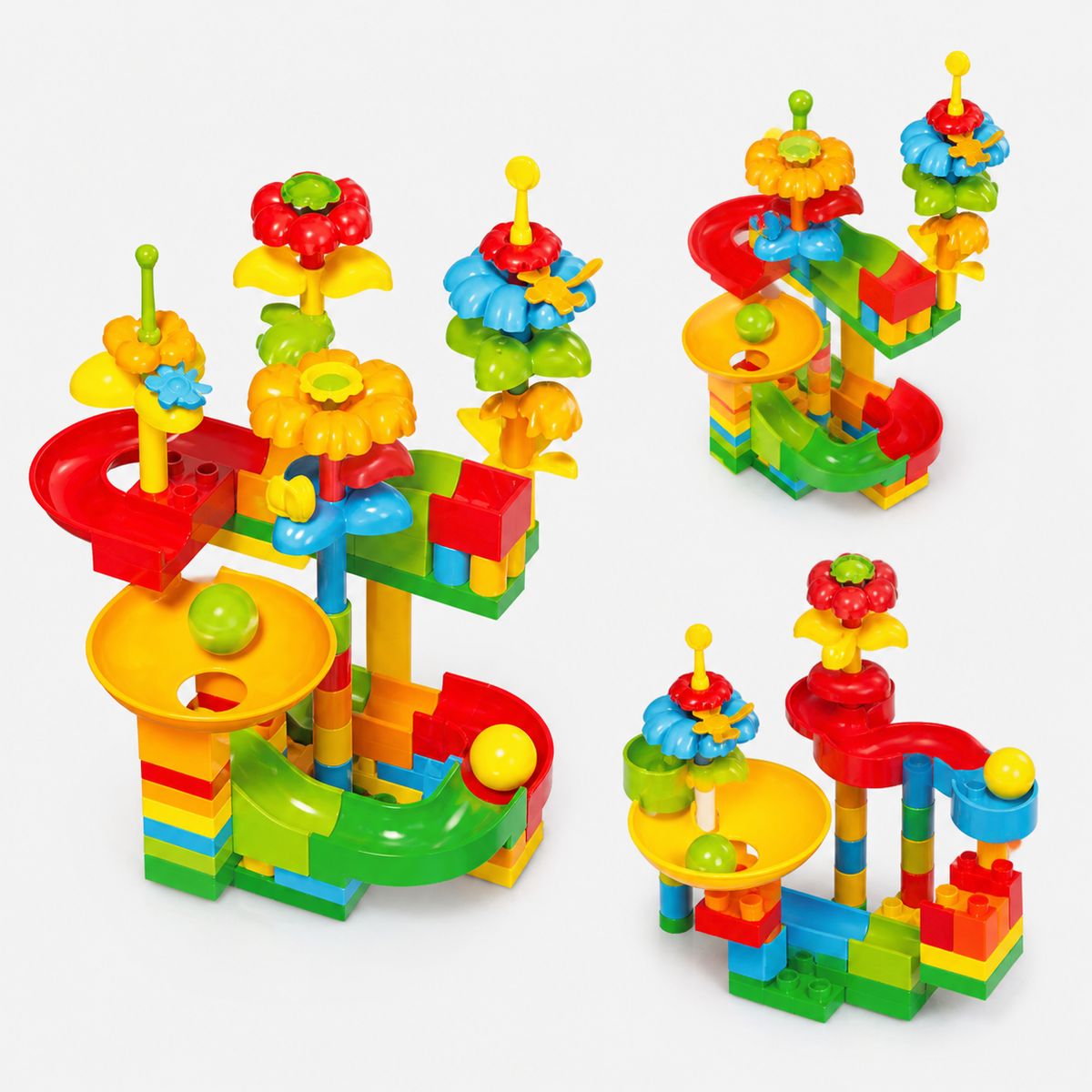Configuraciones modulares de pista de bolitas con bloques