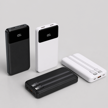 Power bank con cables integrados en dos colores