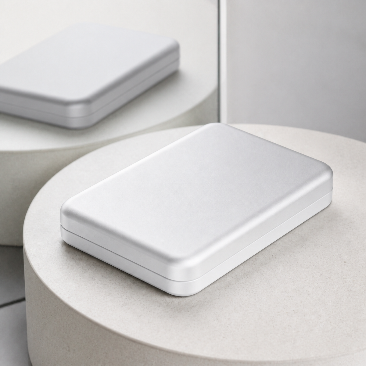 Detalle del acabado y perfil del power bank magnético