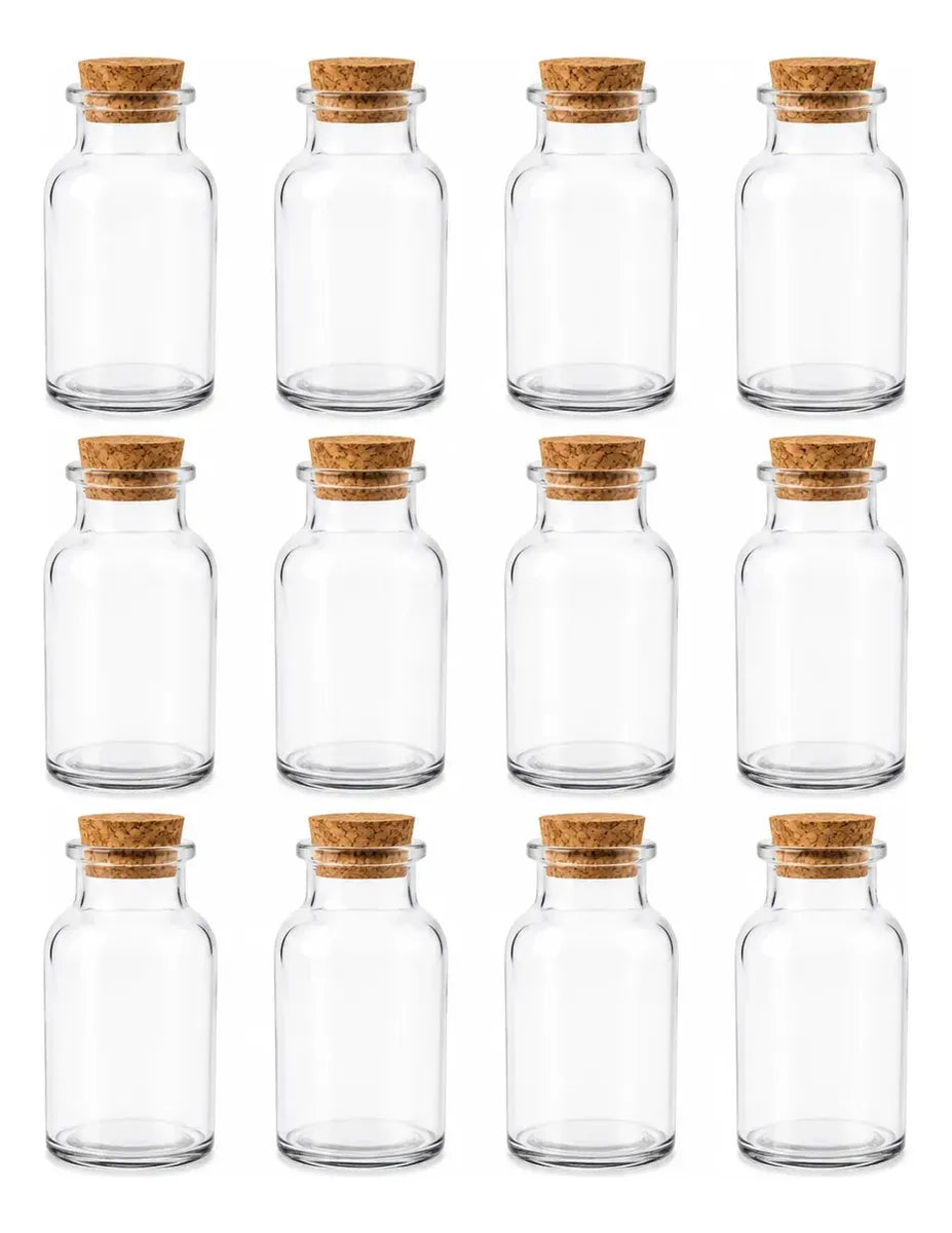 Pack 12 Frascos De Vidrio Con Corcho 150 Ml