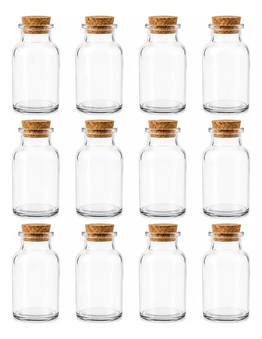 Pack 12 Frascos De Vidrio Con Corcho 150 Ml