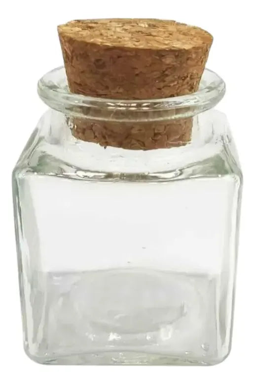 Pack 24 Frascos De Vidrio 50ml Cuadrado Con Tapa De Corcho