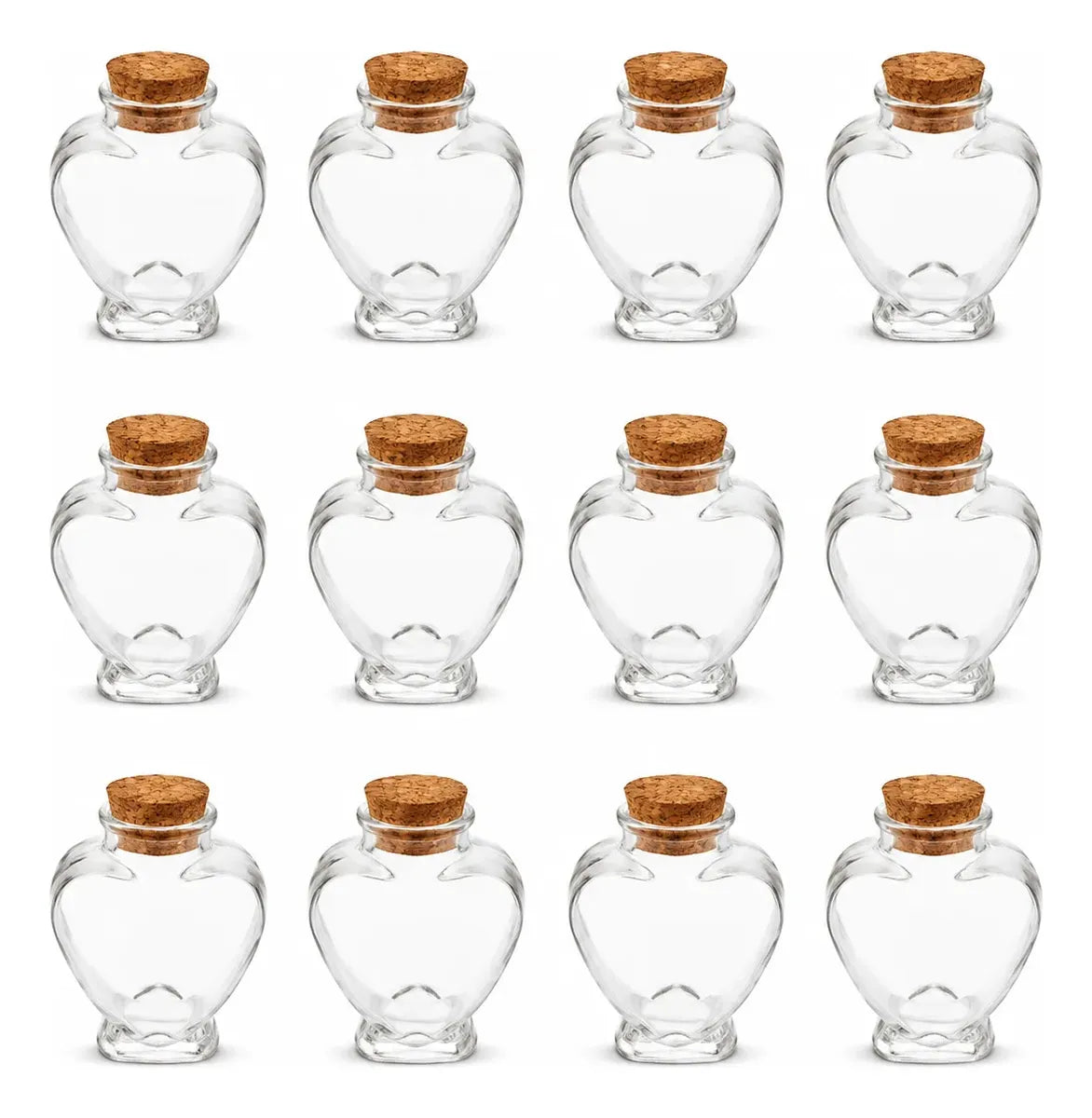 Pack 12 Frascos Corazón Vidrio 80ml Corcho Para Recuerdos