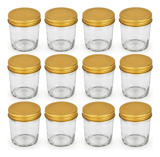Pack 12 Frascos De Vidrio Conserveros 200 Ml Con Tapa
