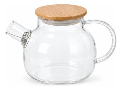 Tetera De Vidrio 800 Ml Con Filtro Y Tapa De Bambú