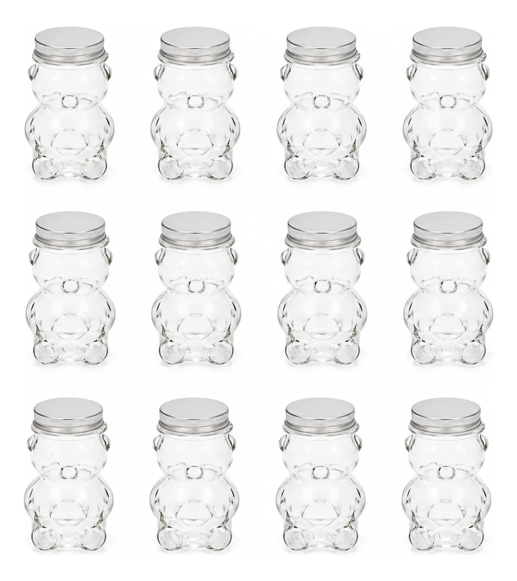 Pack 12 Botellas De Vidrio Osito 80 Ml Con Tapa