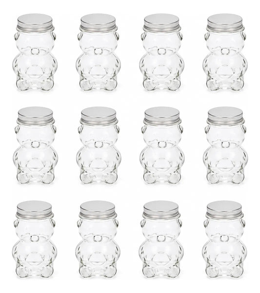 Pack 12 Botellas De Vidrio Osito 80 Ml Con Tapa