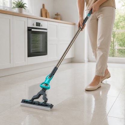 Mopa de esponja 27 cm limpiando piso de cocina
