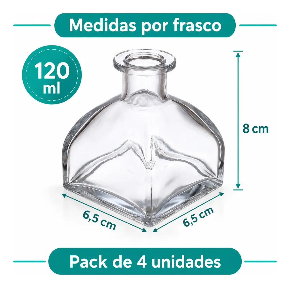 Pack 4 Frascos Vidrio 120 Ml Tipo Mongol Para Difusor
