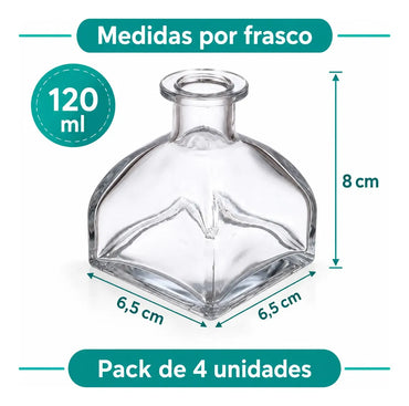 Pack 4 Frascos Vidrio 120 Ml Tipo Mongol Para Difusor