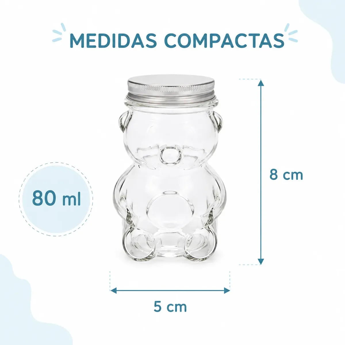 Pack 12 Botellas De Vidrio Osito 80 Ml Con Tapa