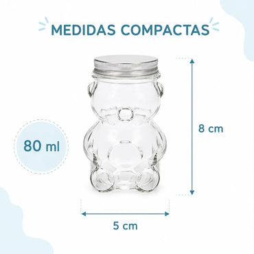 Pack 12 Botellas De Vidrio Osito 80 Ml Con Tapa