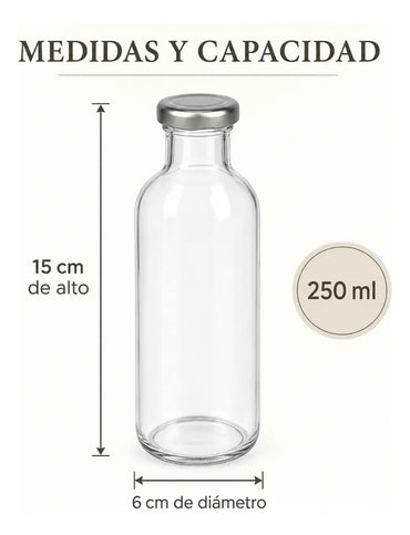 Pack 6 Frascos De Vidrio Para Jugos 250ml