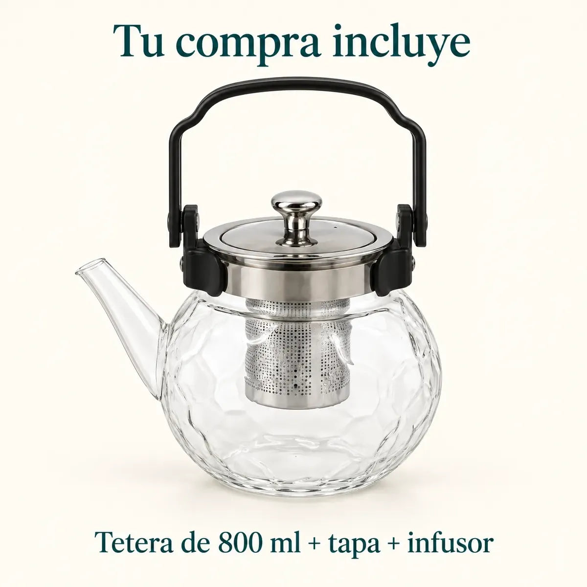 Tetera Infusor De Vidrio Té Infusor Acero Inoxidable 800 Ml