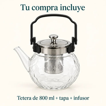 Tetera Infusor De Vidrio Té Infusor Acero Inoxidable 800 Ml
