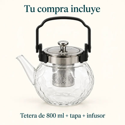 Tetera Infusor De Vidrio Té Infusor Acero Inoxidable 800 Ml