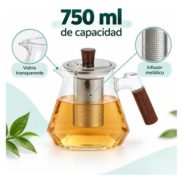 Tazón Con Filtro De Vidrio Para Te Y Hierbas 750ml Blanco