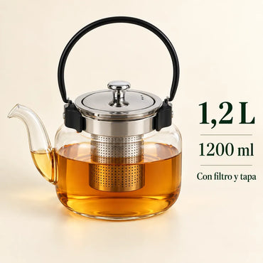 Tetera De Vidrio Con Filtro Infusor 1,2 L Para Té