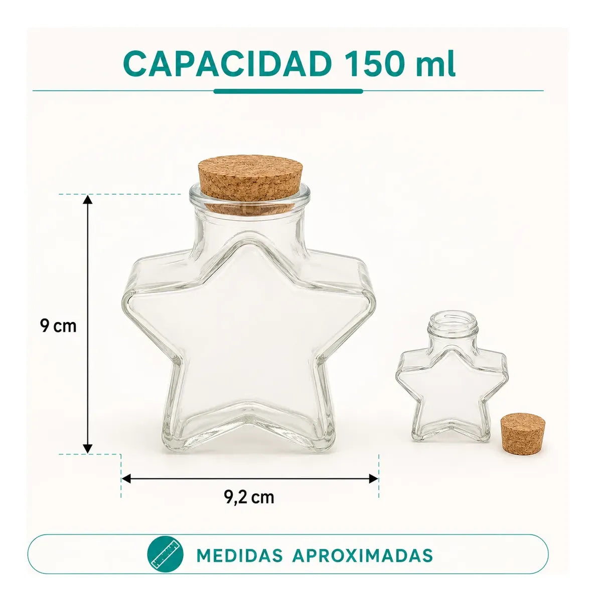 Pack 12 Botellas Estrella De Vidrio 150ml Con Corcho