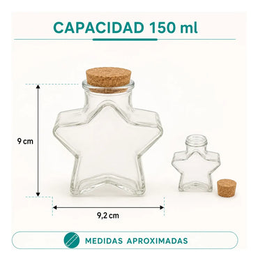 Pack 12 Botellas Estrella De Vidrio 150ml Con Corcho