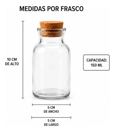 Pack 12 Frascos De Vidrio Con Corcho 150 Ml
