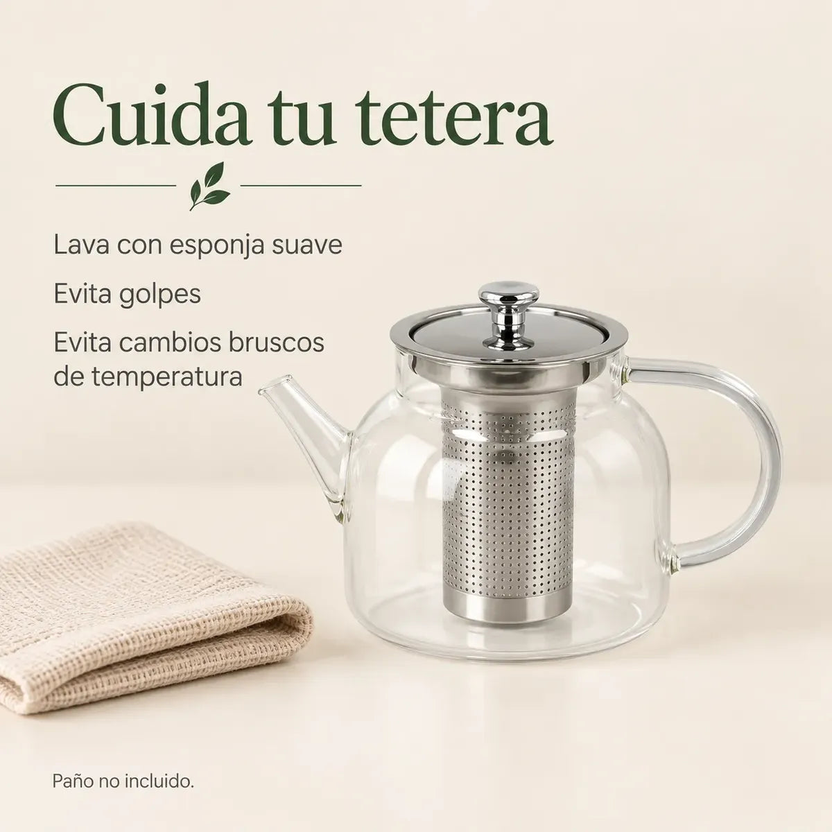 Tetera Infusor De Vidrio Té Infusor Acero Inoxidable 1.5 L