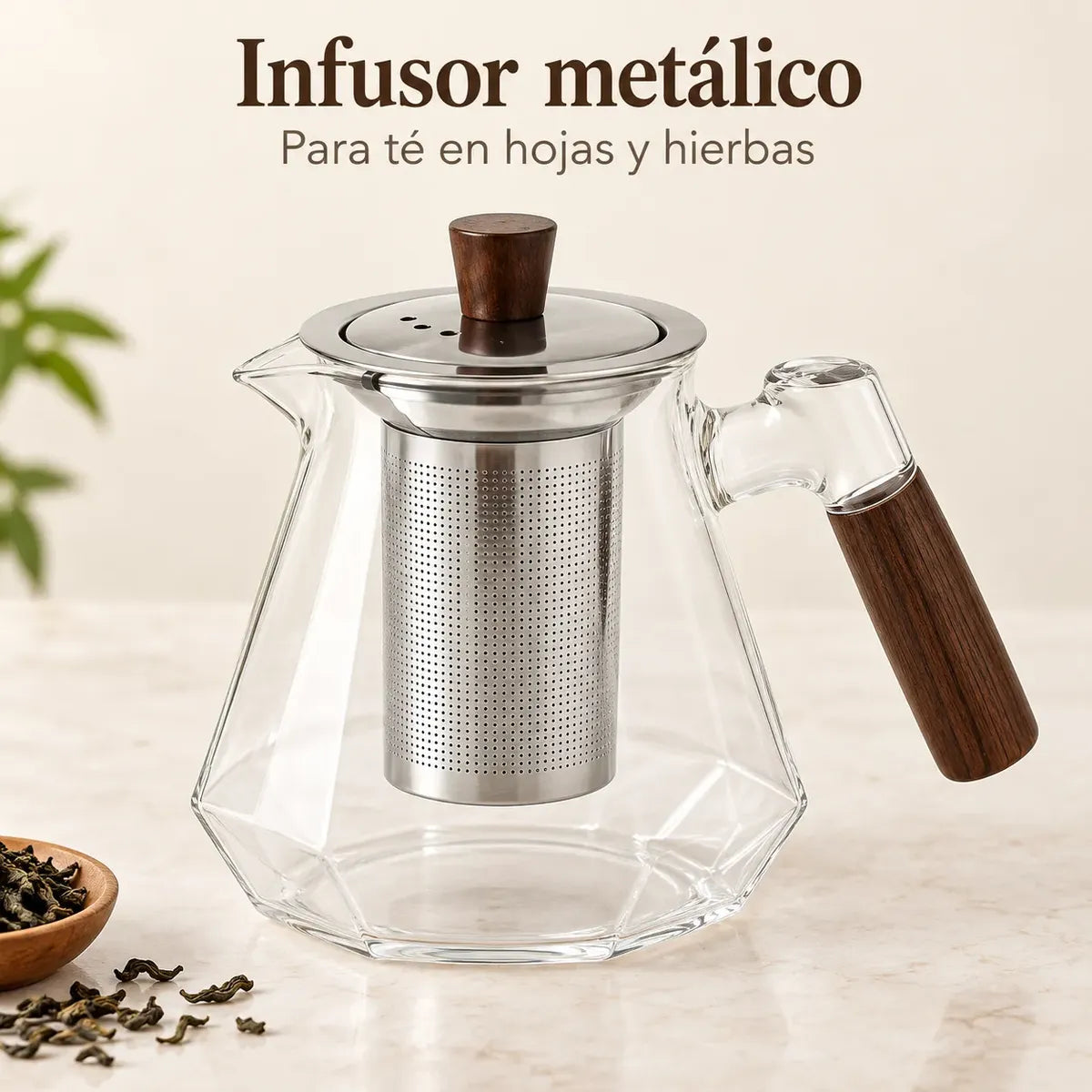 Tazón Con Filtro De Vidrio Para Te Y Hierbas 550ml Blanco