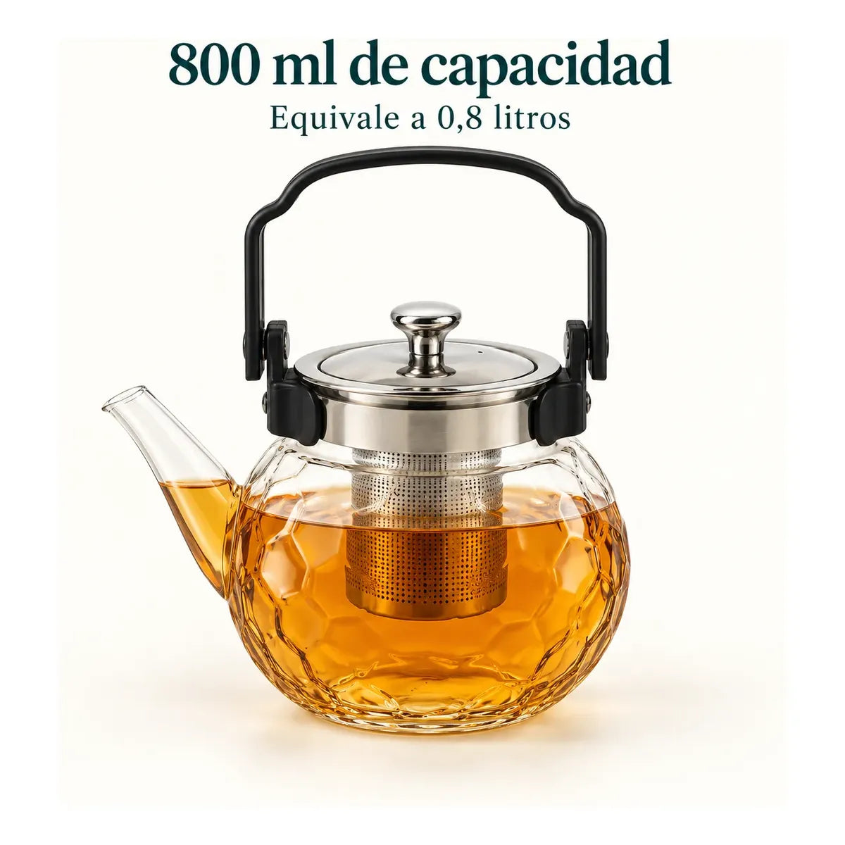 Tetera Infusor De Vidrio Té Infusor Acero Inoxidable 800 Ml