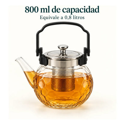 Tetera Infusor De Vidrio Té Infusor Acero Inoxidable 800 Ml