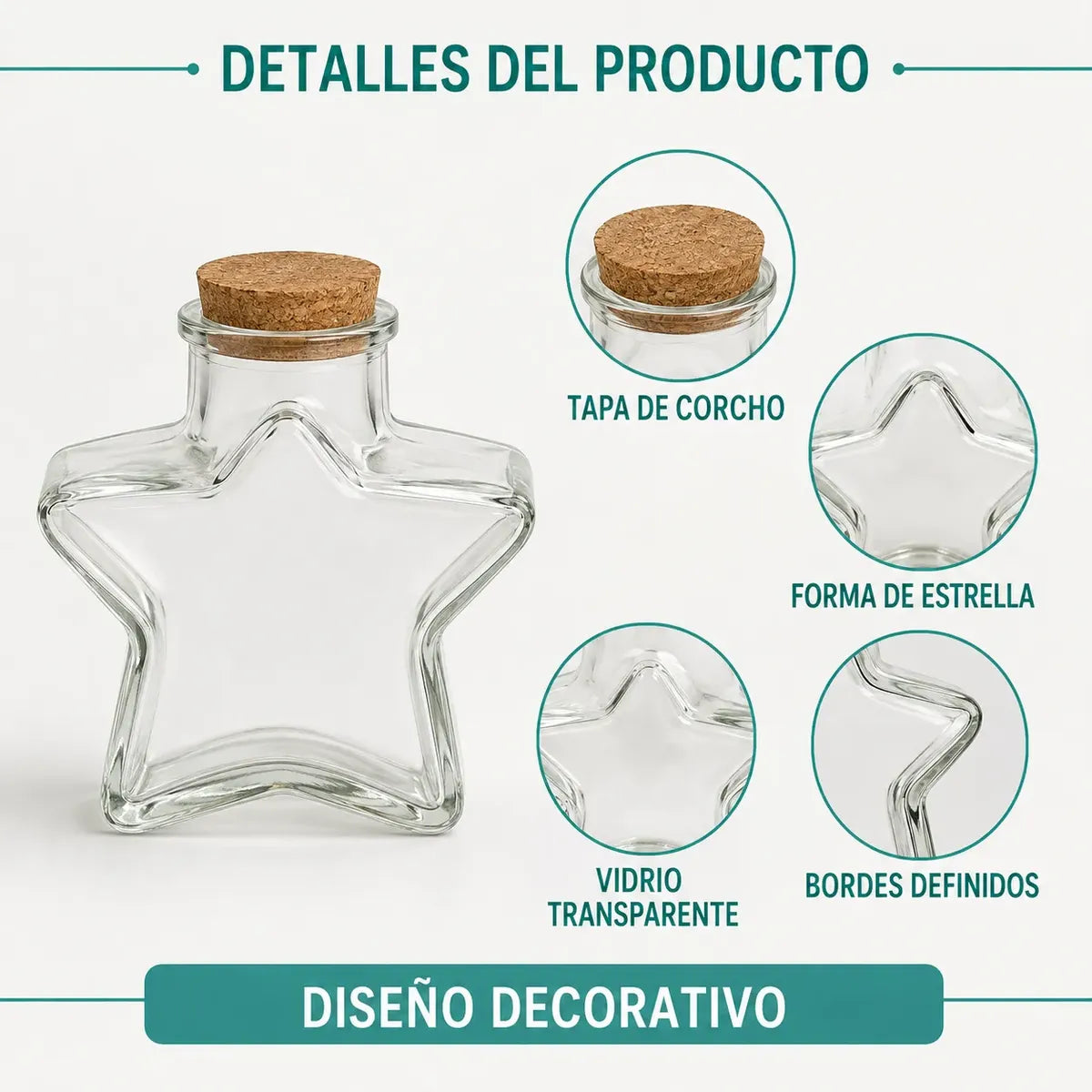 Pack 12 Botellas Estrella De Vidrio 150ml Con Corcho