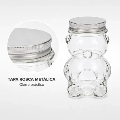 Pack 12 Botellas De Vidrio Osito 80 Ml Con Tapa