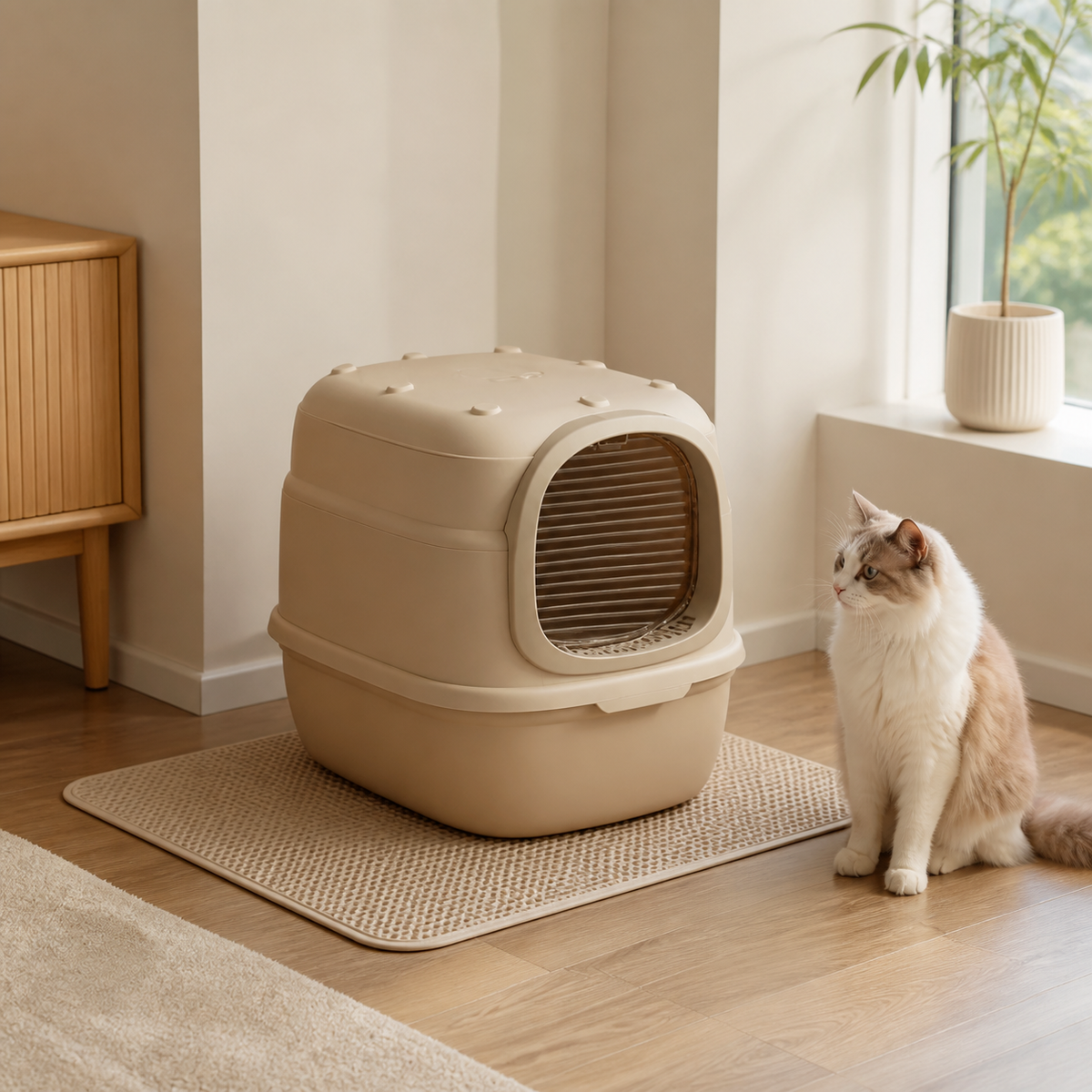 Arenero amplio beige en ambiente moderno