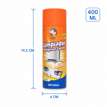 Medidas del limpiador antigrasa: 19,5 por 6 cm