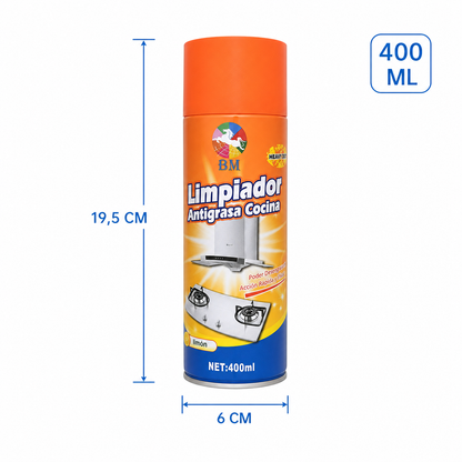Medidas del limpiador antigrasa: 19,5 por 6 cm